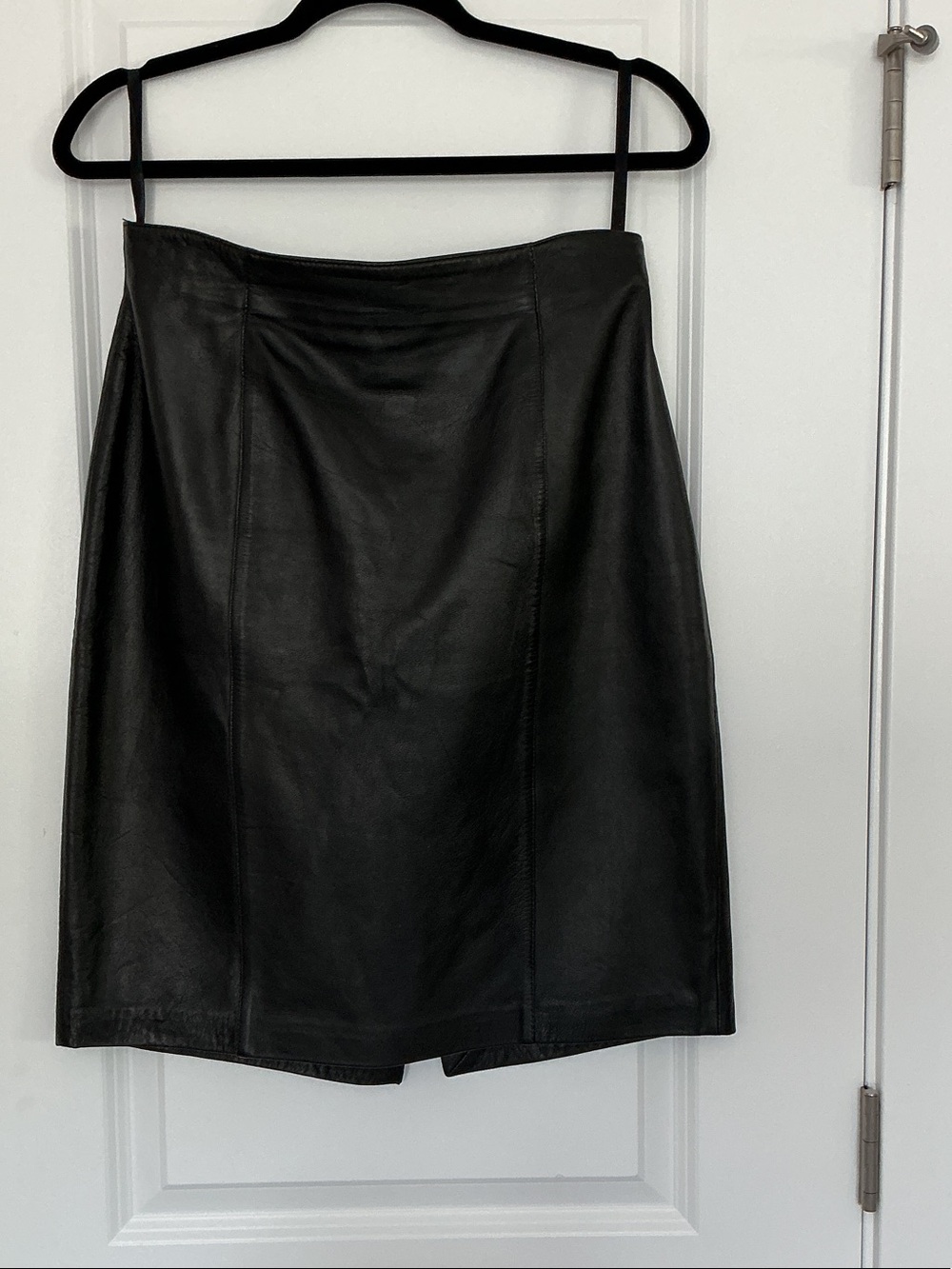 Lord & Taylor Black Leather Pencil Skirt